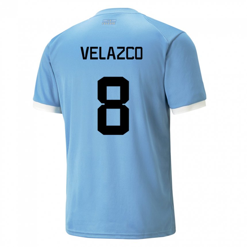 Criança Camisola Uruguaia Ximena Velazco #8 Azul Principal 22-24 Camisa Brasil