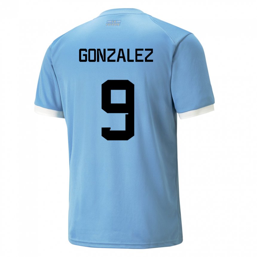 Criança Camisola Uruguaia Pamela Gonzalez #9 Azul Principal 22-24 Camisa Brasil