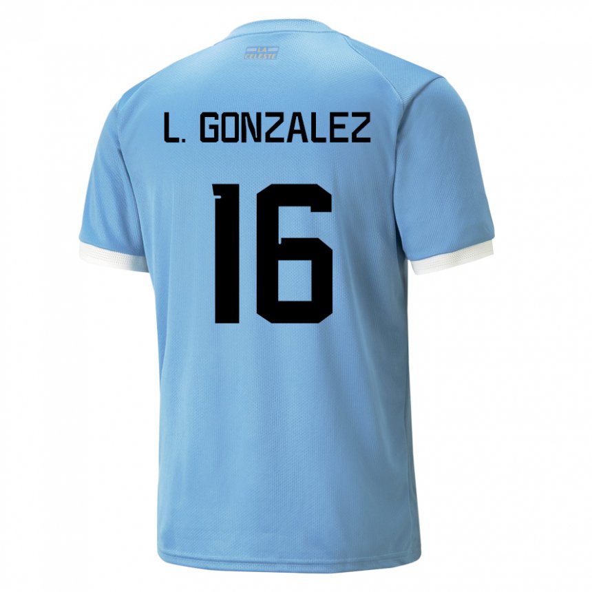 Criança Camisola Uruguaia Lorena Gonzalez #16 Azul Principal 22-24 Camisa Brasil