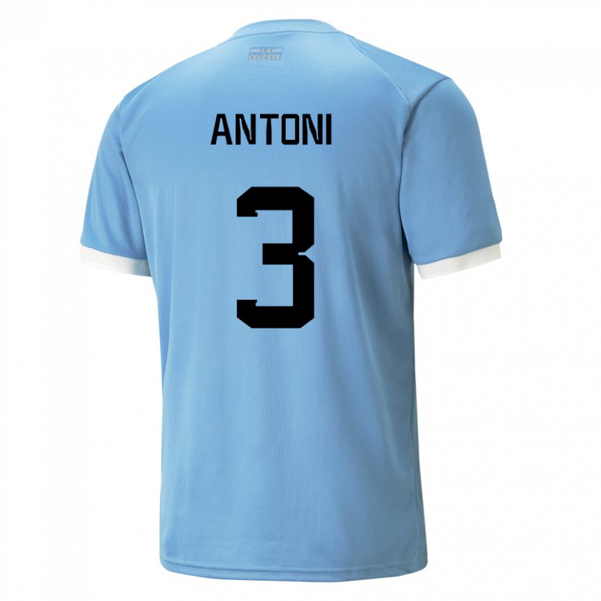 Criança Camisola Uruguaia Mateo Antoni #3 Azul Principal 22-24 Camisa Brasil