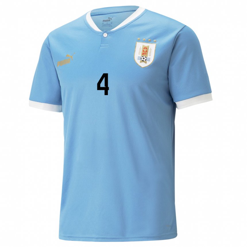 Criança Camisola Uruguaia Mateo Ponte #4 Azul Principal 22-24 Camisa Brasil