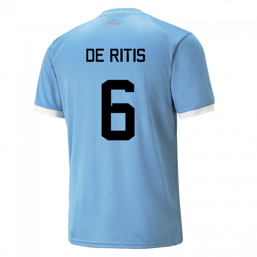 Criança Camisola Uruguaia Mathias De Ritis #6 Azul Principal 22-24 Camisa Brasil