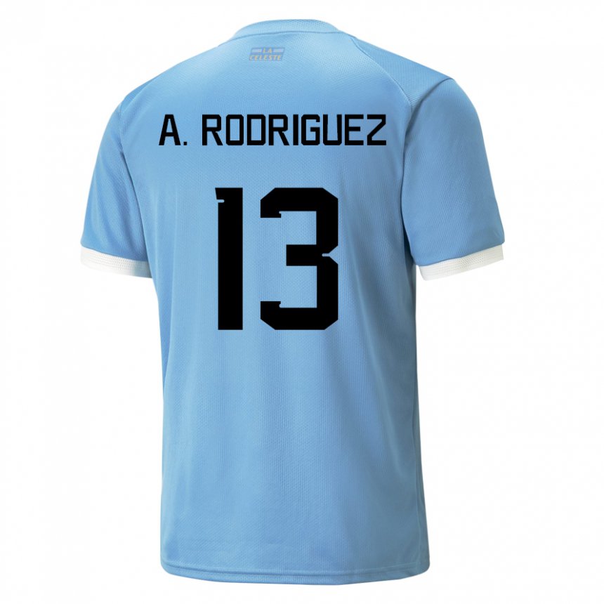 Criança Camisola Uruguaia Agustin Rodriguez #13 Azul Principal 22-24 Camisa Brasil