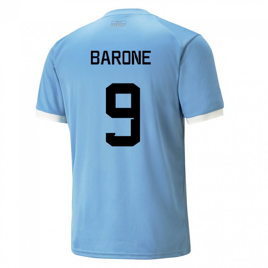 Criança Camisola Uruguaia Faustino Barone #9 Azul Principal 22-24 Camisa Brasil