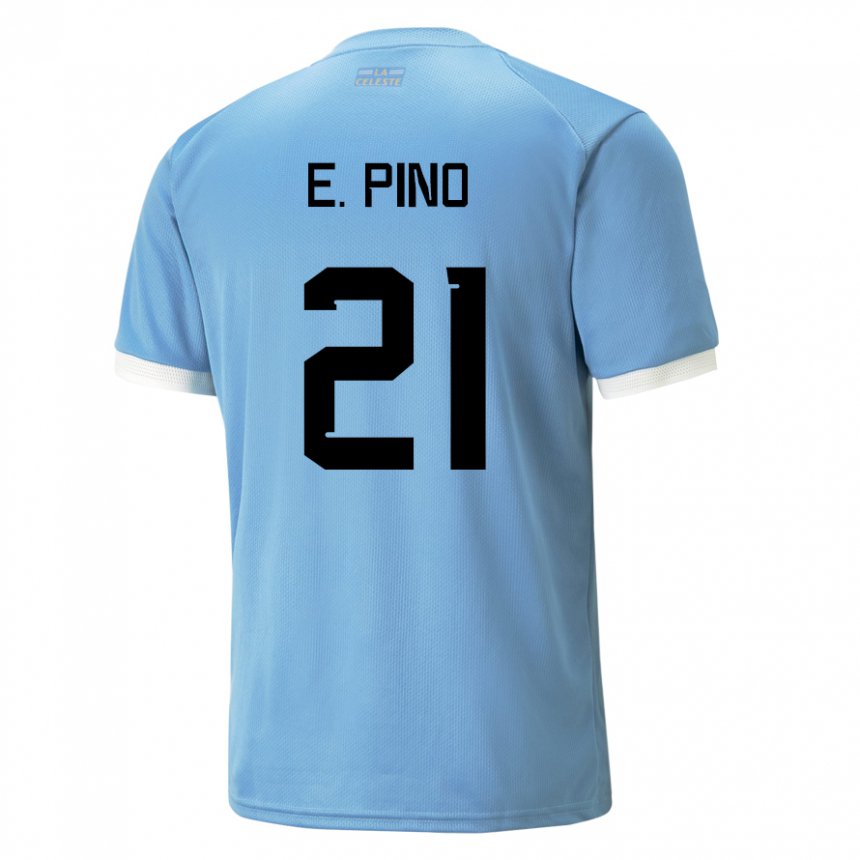 Criança Camisola Uruguaia Emiliano Del Pino #21 Azul Principal 22-24 Camisa Brasil