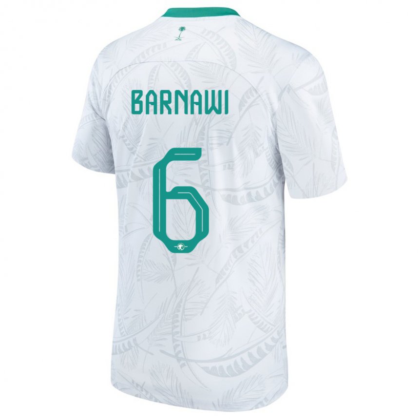 Criança Camisola Saudita Mohammed Barnawi #6 Branco Principal 22-24 Camisa Brasil