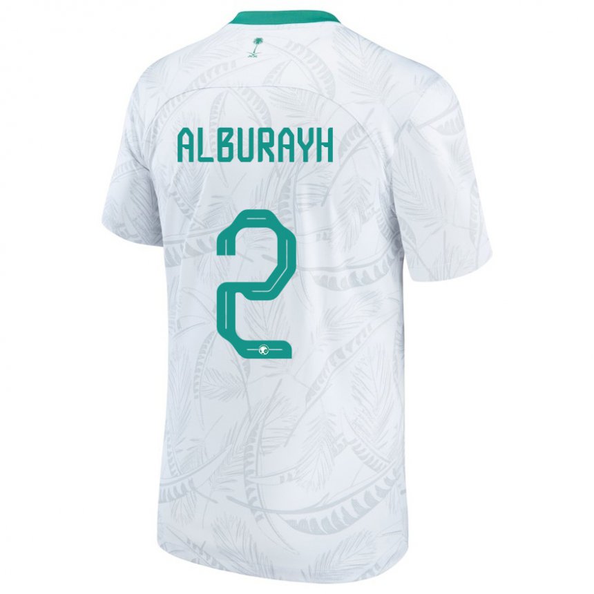 Criança Camisola Saudita Mahmood Alburayh #2 Branco Principal 22-24 Camisa Brasil