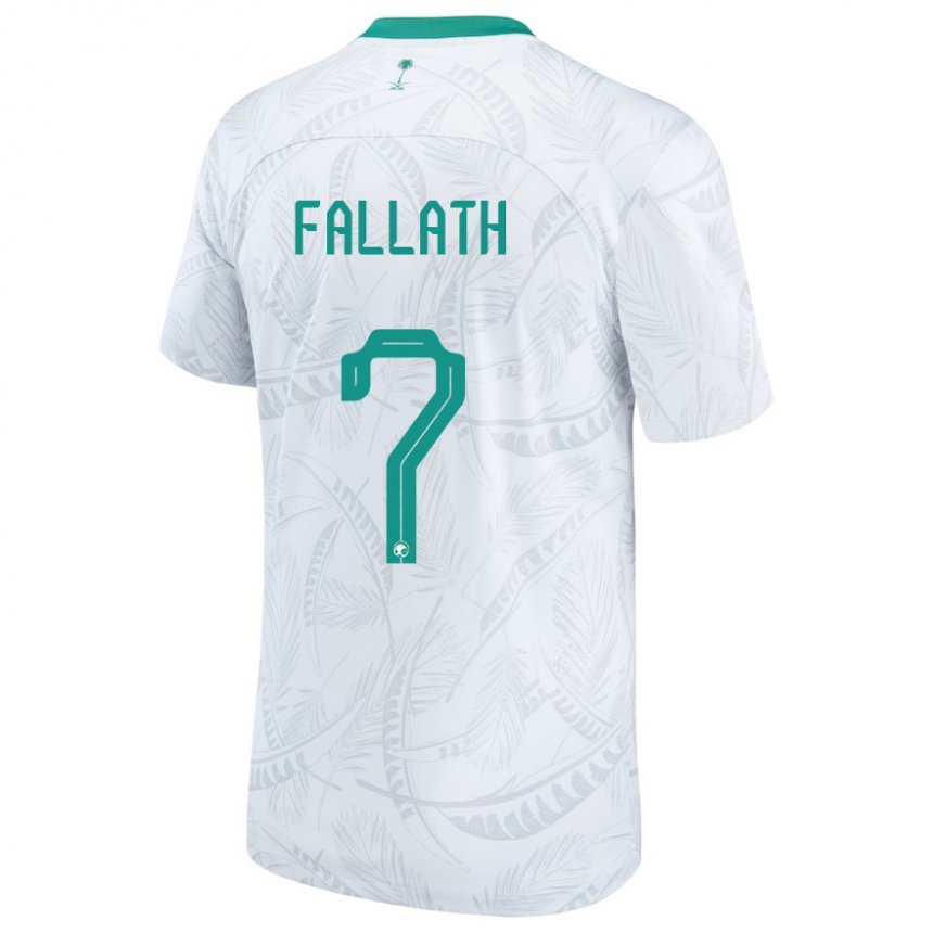 Criança Camisola Saudita Fahad Fallath #7 Branco Principal 22-24 Camisa Brasil