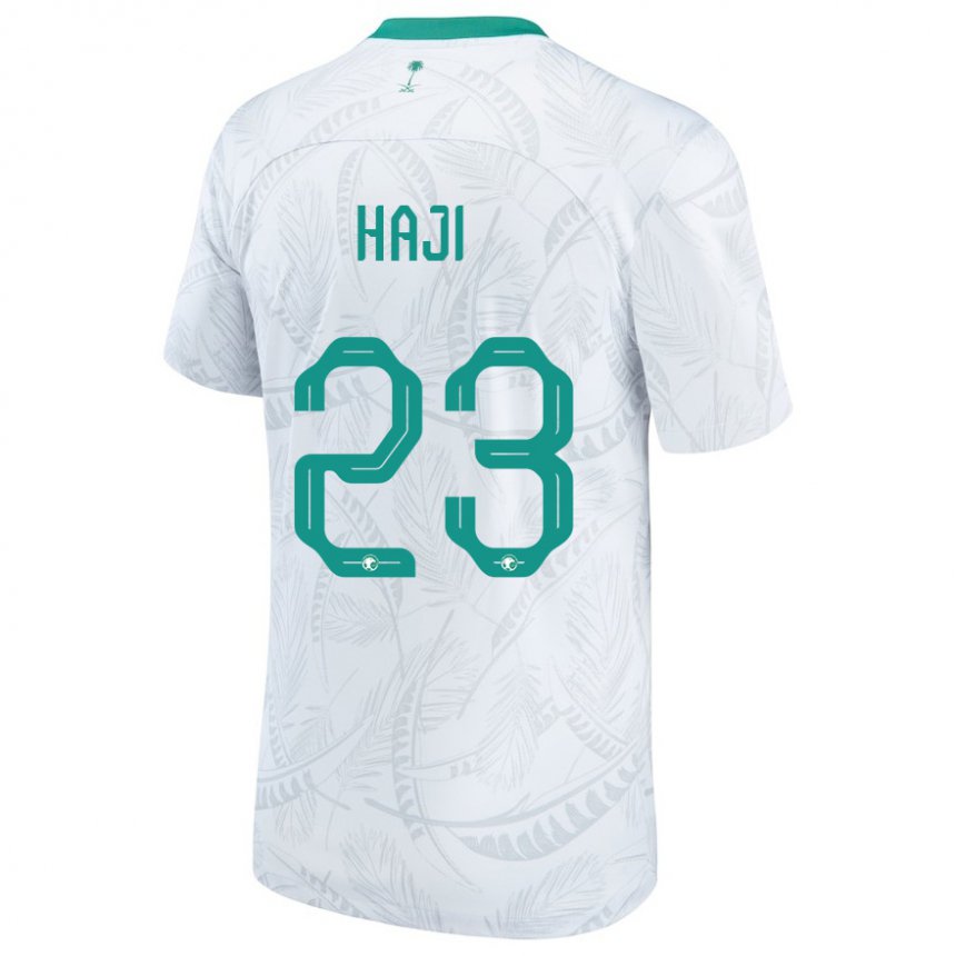 Criança Camisola Saudita Talal Haji #23 Branco Principal 22-24 Camisa Brasil