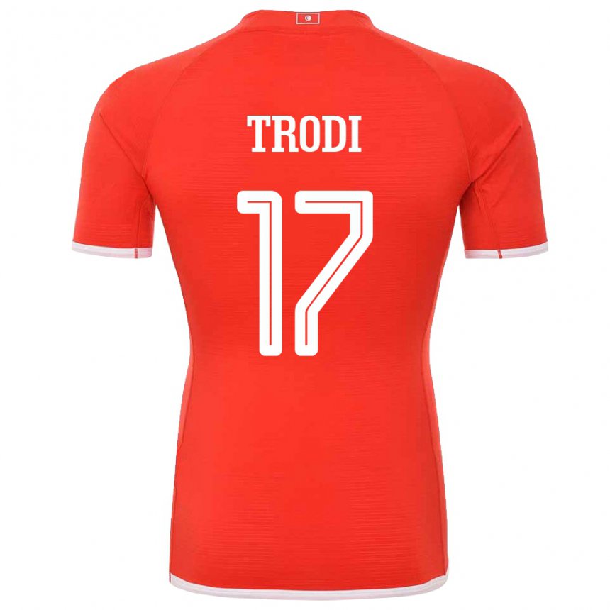 Criança Camisola Tunisiana Imen Trodi #17 Vermelho Principal 22-24 Camisa Brasil