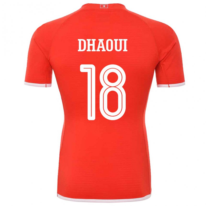 Criança Camisola Tunisiana Mouhamed Dhaoui #18 Vermelho Principal 22-24 Camisa Brasil