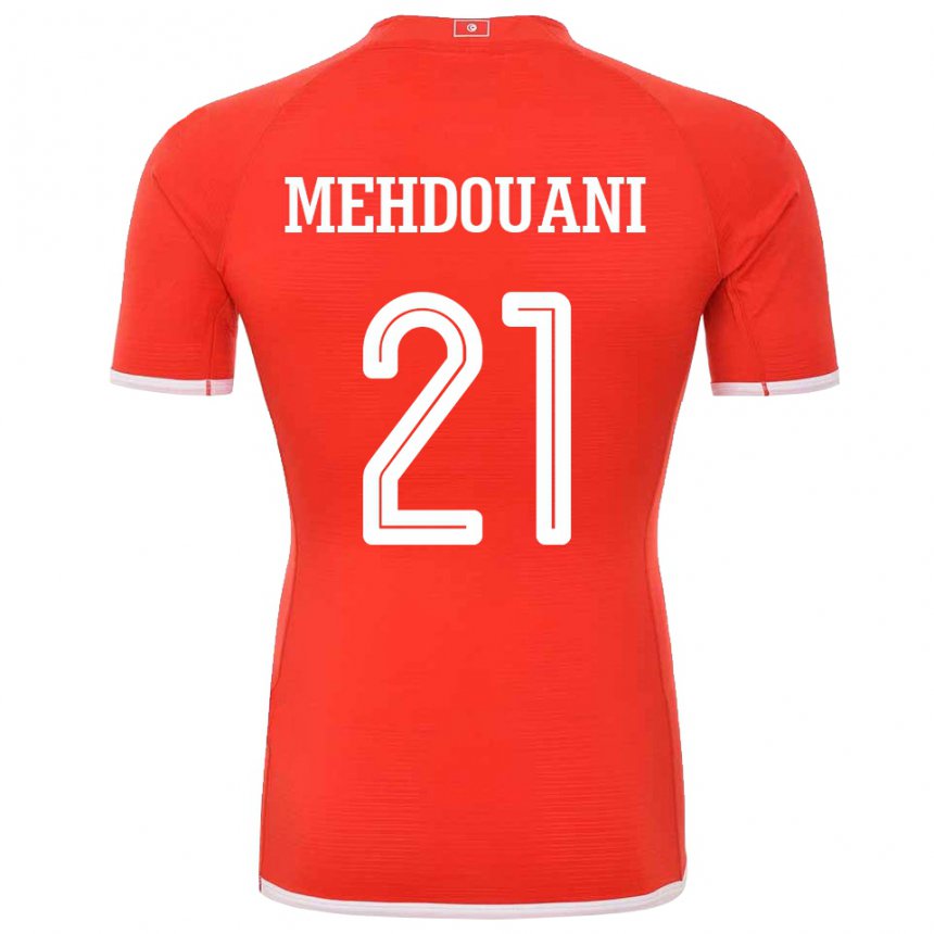 Criança Camisola Tunisiana Firas Mehdouani #21 Vermelho Principal 22-24 Camisa Brasil