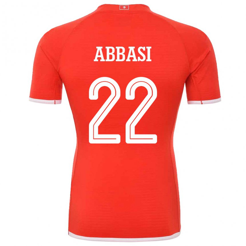 Criança Camisola Tunisiana Bechir Abbasi #22 Vermelho Principal 22-24 Camisa Brasil