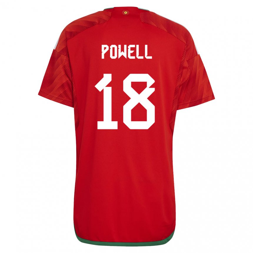 Criança Camisola Galesa Ella Powell #18 Vermelho Principal 22-24 Camisa Brasil