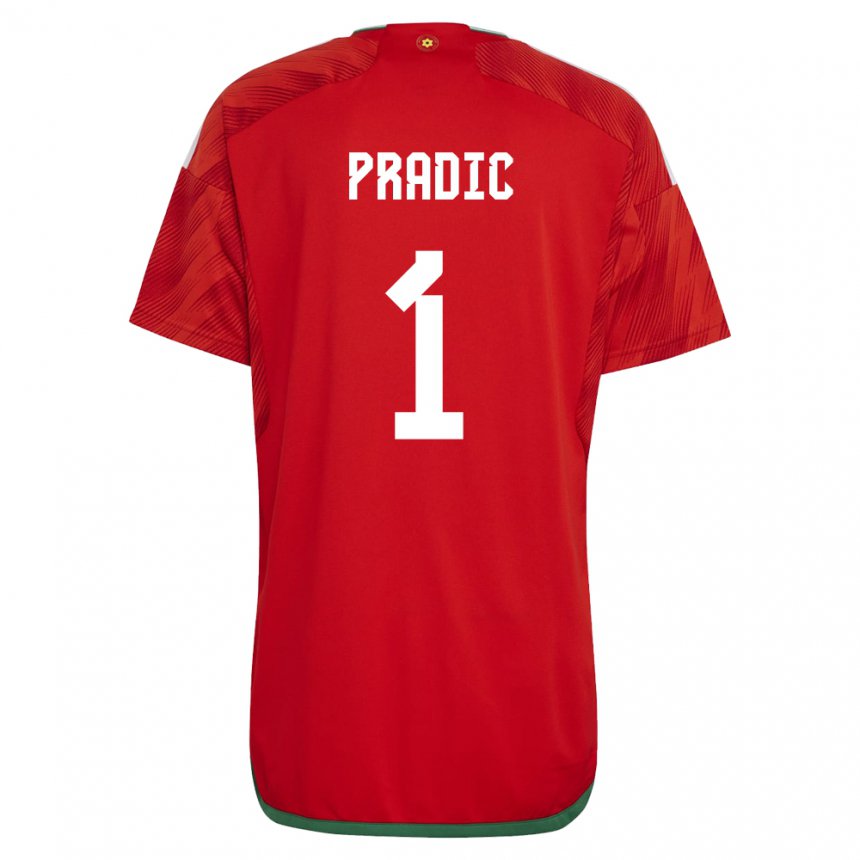 Criança Camisola Galesa James Pradic #1 Vermelho Principal 22-24 Camisa Brasil