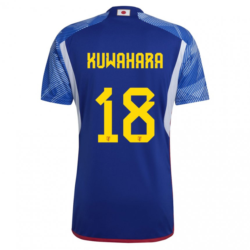 Criança Camisola Japonesa Rikuto Kuwahara #18 Azul Real Principal 22-24 Camisa Brasil