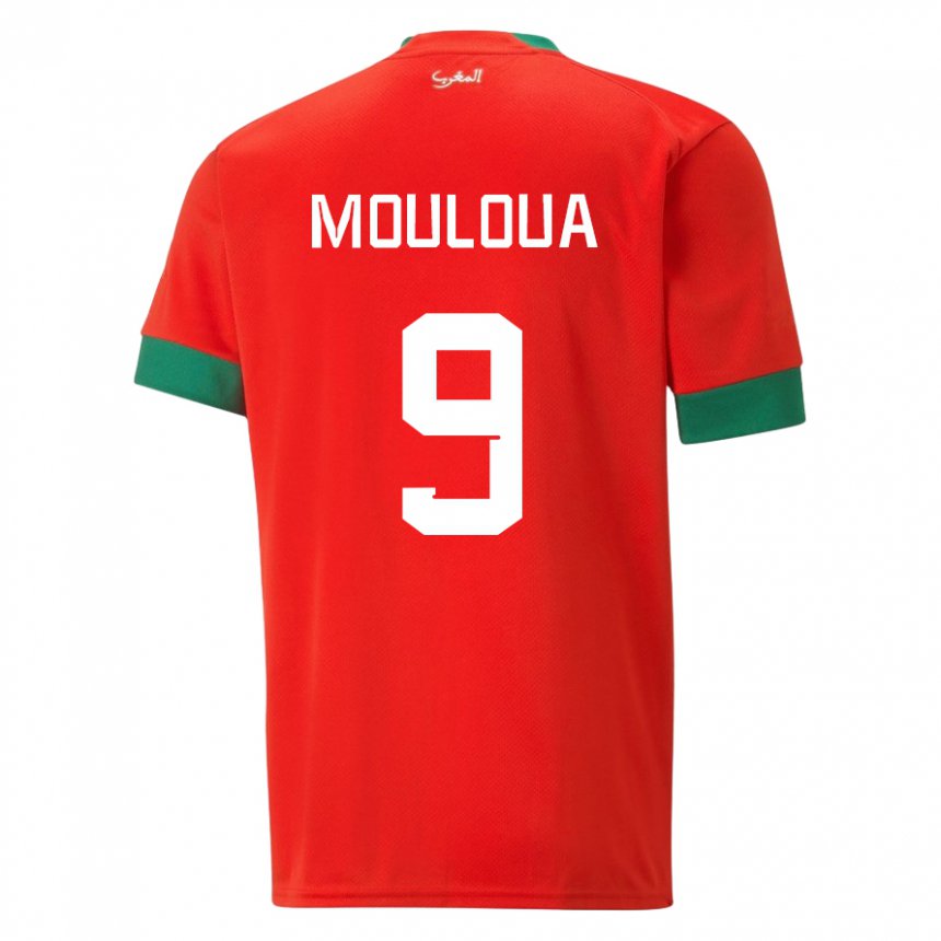 Criança Camisola Marroquina Ayoub Mouloua #9 Vermelho Principal 22-24 Camisa Brasil