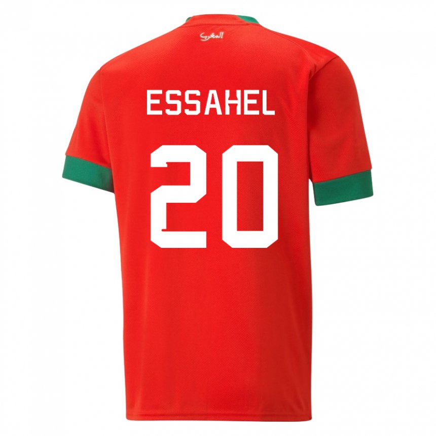 Criança Camisola Marroquina Mohammed Amine Essahel #20 Vermelho Principal 22-24 Camisa Brasil