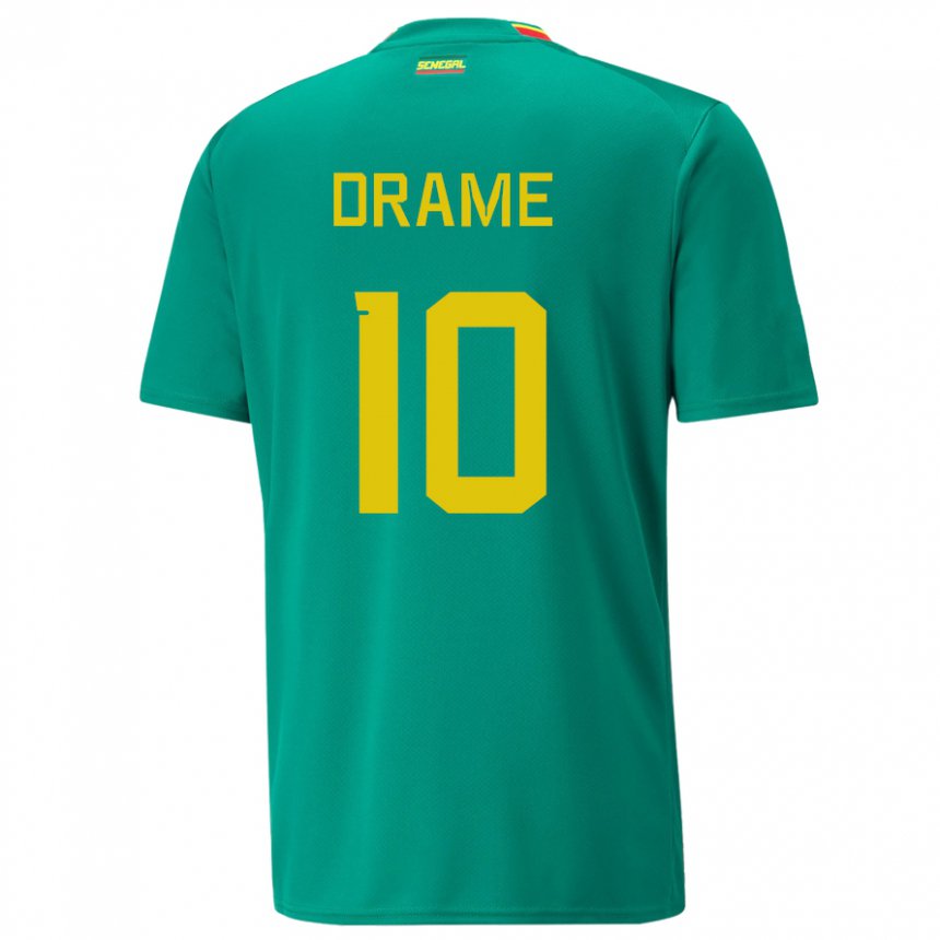 Criança Camisola Senegalesa Ibrahima Drame #10 Verde Alternativa 22-24 Camisa Brasil