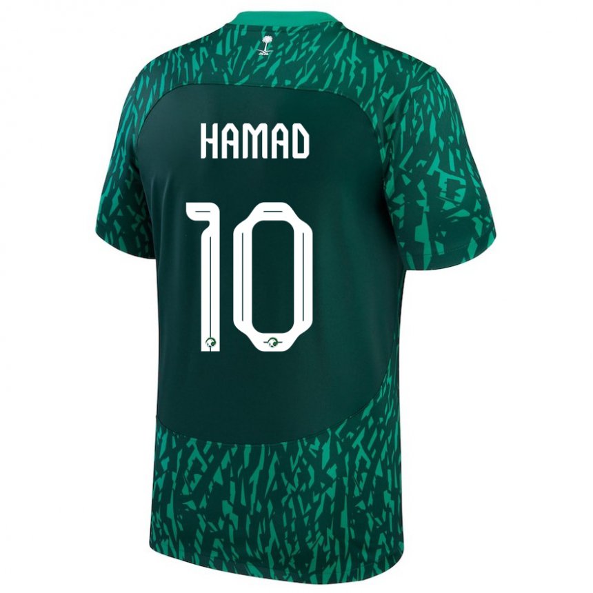 Criança Camisola Saudita Sarah Hamad #10 Verde Escuro Alternativa 22-24 Camisa Brasil