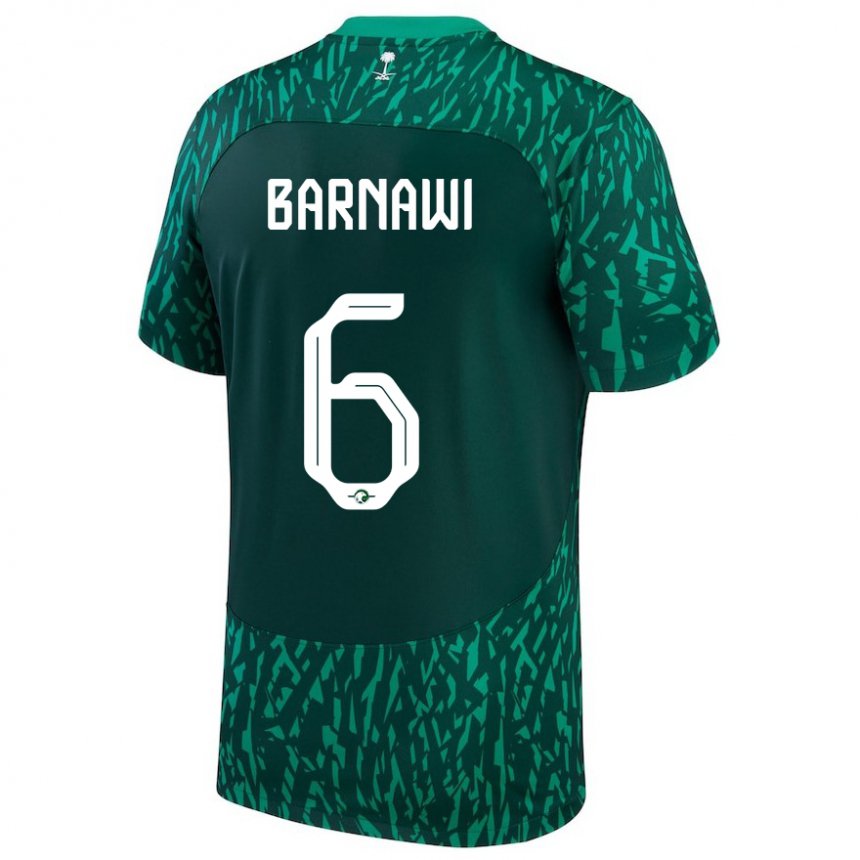 Criança Camisola Saudita Mohammed Barnawi #6 Verde Escuro Alternativa 22-24 Camisa Brasil