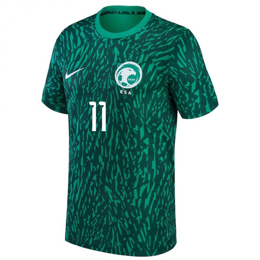 Criança Camisola Saudita Abbas Alhassan #11 Verde Escuro Alternativa 22-24 Camisa Brasil