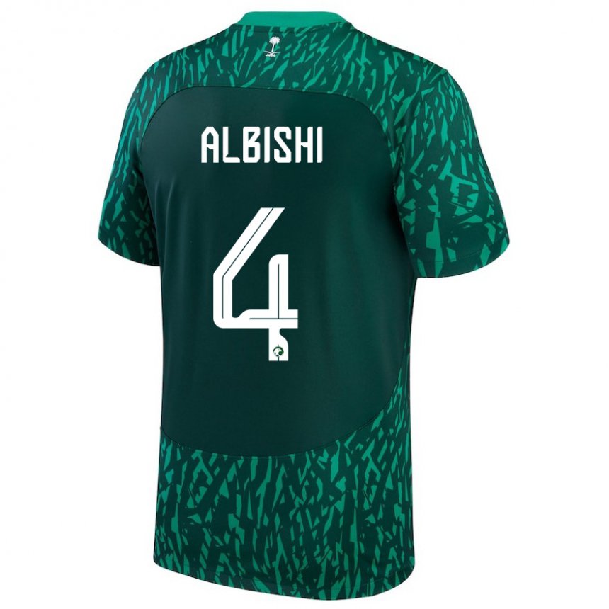 Criança Camisola Saudita Abdullah Albishi #4 Verde Escuro Alternativa 22-24 Camisa Brasil