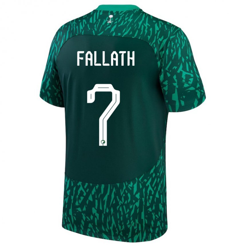 Criança Camisola Saudita Fahad Fallath #7 Verde Escuro Alternativa 22-24 Camisa Brasil