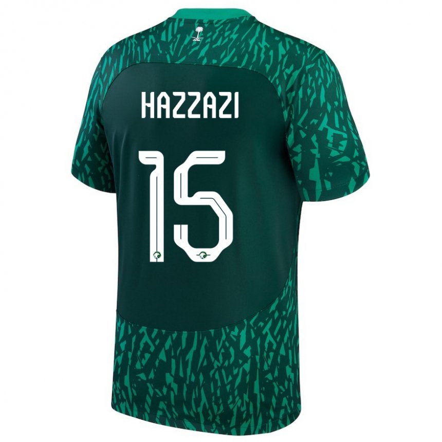 Criança Camisola Saudita Mohammed Hazzazi #15 Verde Escuro Alternativa 22-24 Camisa Brasil