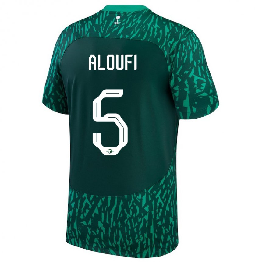 Criança Camisola Saudita Mohammed Aloufi #5 Verde Escuro Alternativa 22-24 Camisa Brasil