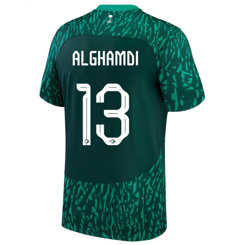 Criança Camisola Saudita Hazzaa Alghamdi #13 Verde Escuro Alternativa 22-24 Camisa Brasil