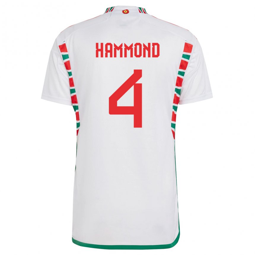 Criança Camisola Galesa Ben Hammond #4 Branco Alternativa 22-24 Camisa Brasil