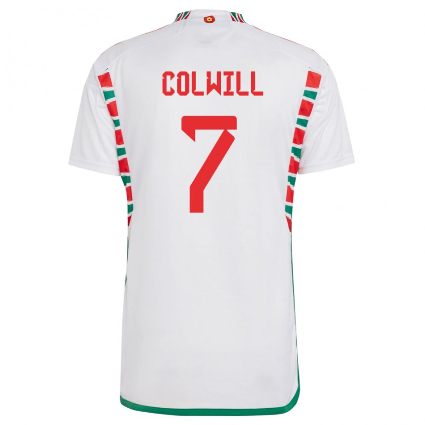 Criança Camisola Galesa Joel Colwill #7 Branco Alternativa 22-24 Camisa Brasil