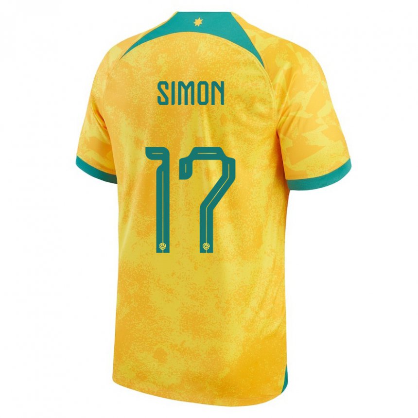 Homem Camisola Australiana Kyah Simon #17 Dourado Principal 22-24 Camisa Brasil