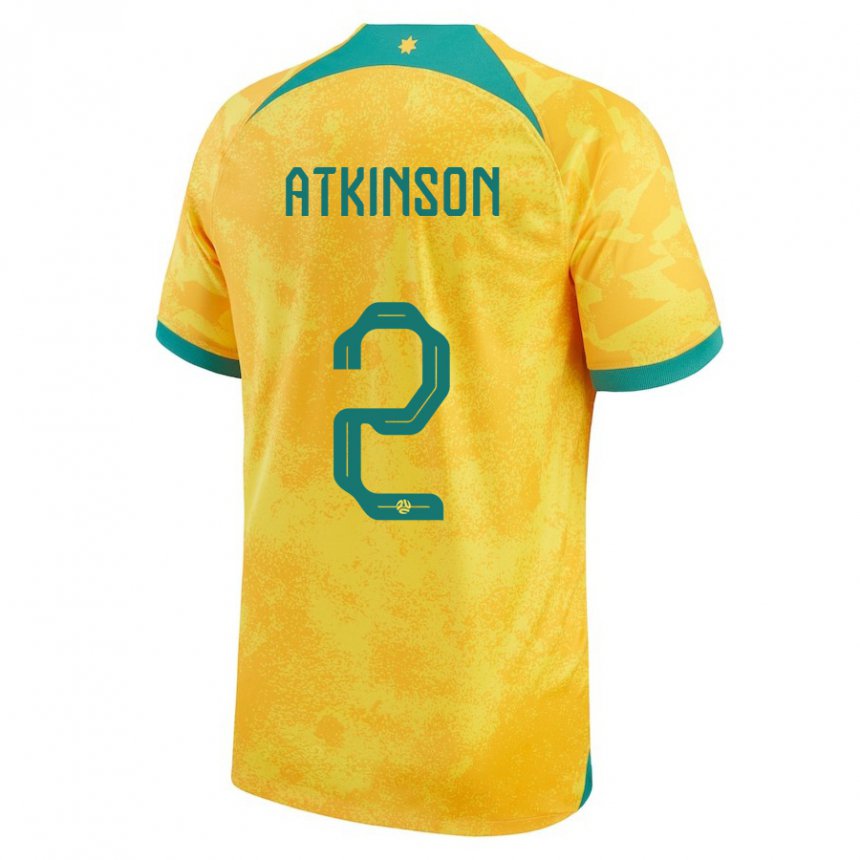 Homem Camisola Australiana Nathaniel Atkinson #2 Dourado Principal 22-24 Camisa Brasil