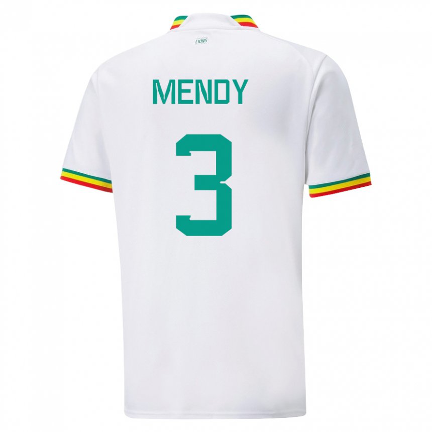 Homem Camisola Senegalesa Formose Mendy #3 Branco Principal 22-24 Camisa Brasil