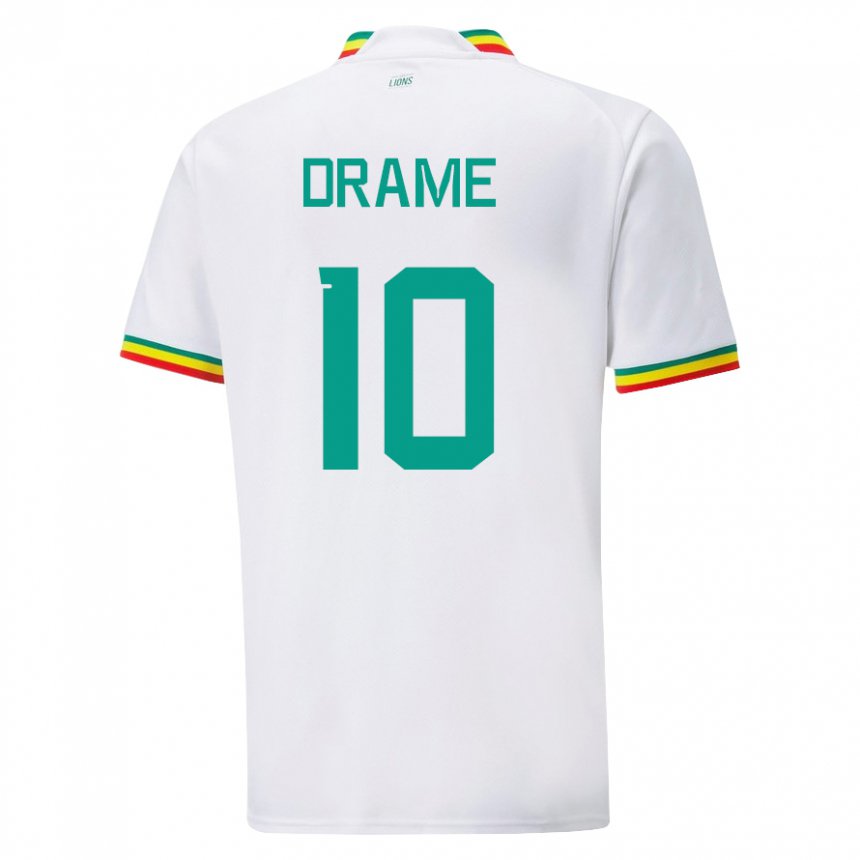 Homem Camisola Senegalesa Ibrahima Drame #10 Branco Principal 22-24 Camisa Brasil