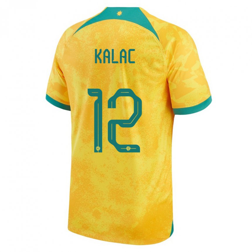 Homem Camisola Australiana Oliver Kalac #12 Dourado Principal 22-24 Camisa Brasil
