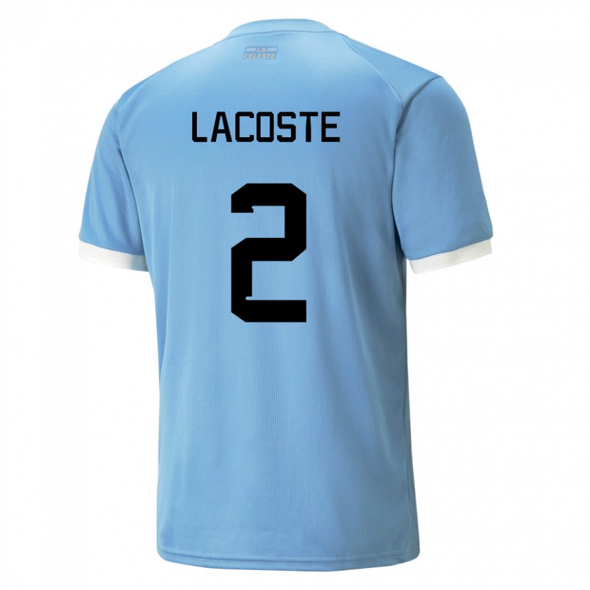 Homem Camisola Uruguaia Stephanie Lacoste #2 Azul Principal 22-24 Camisa Brasil
