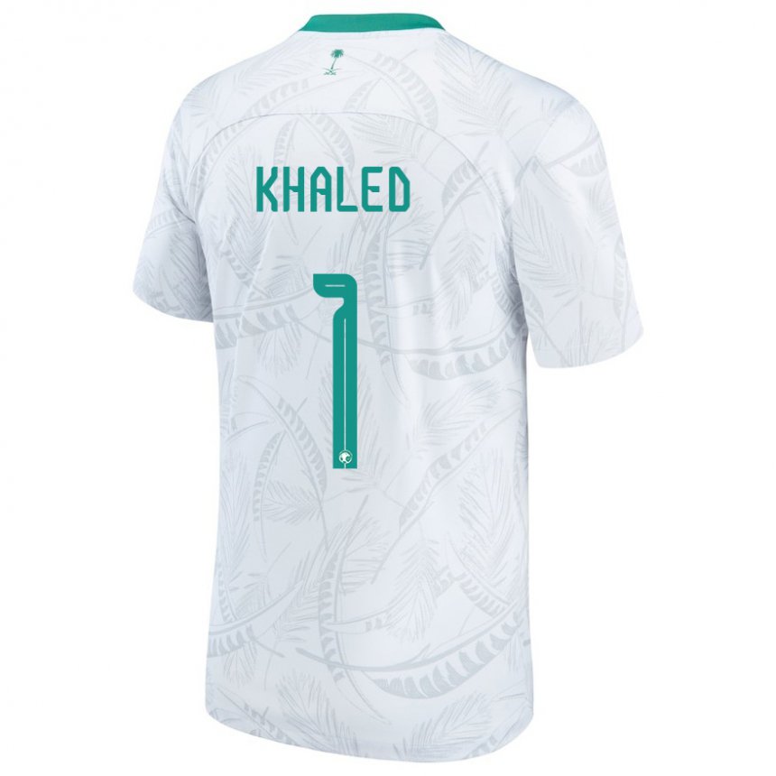 Homem Camisola Saudita Sarah Khaled #1 Branco Principal 22-24 Camisa Brasil