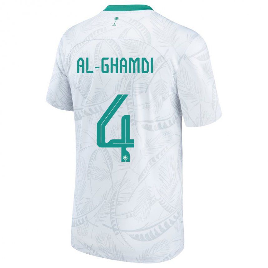 Homem Camisola Saudita Talah Al Ghamdi #4 Branco Principal 22-24 Camisa Brasil