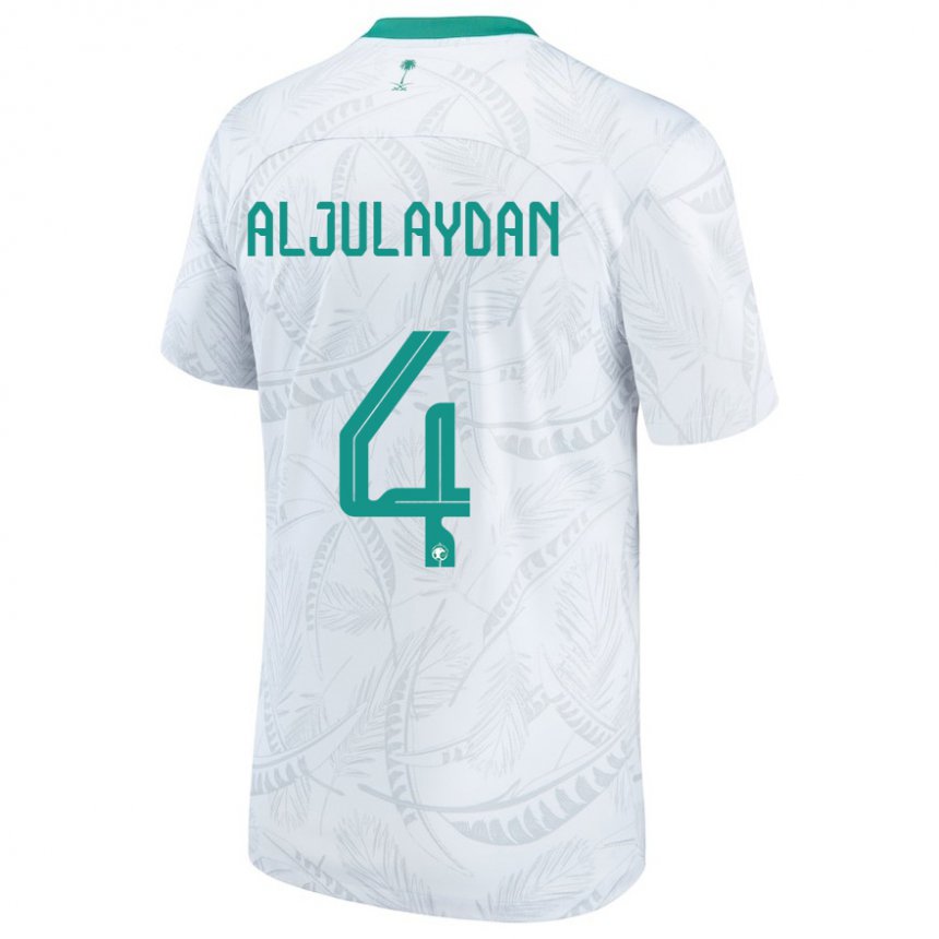 Homem Camisola Saudita Ahmed Aljulaydan #4 Branco Principal 22-24 Camisa Brasil