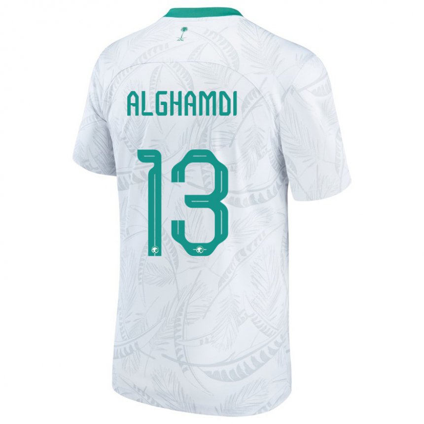 Homem Camisola Saudita Hazzaa Alghamdi #13 Branco Principal 22-24 Camisa Brasil