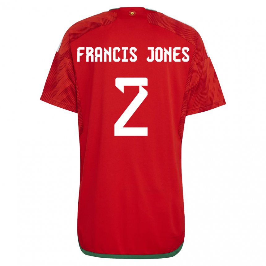 Homem Camisola Galesa Maria Francis Jones #2 Vermelho Principal 22-24 Camisa Brasil