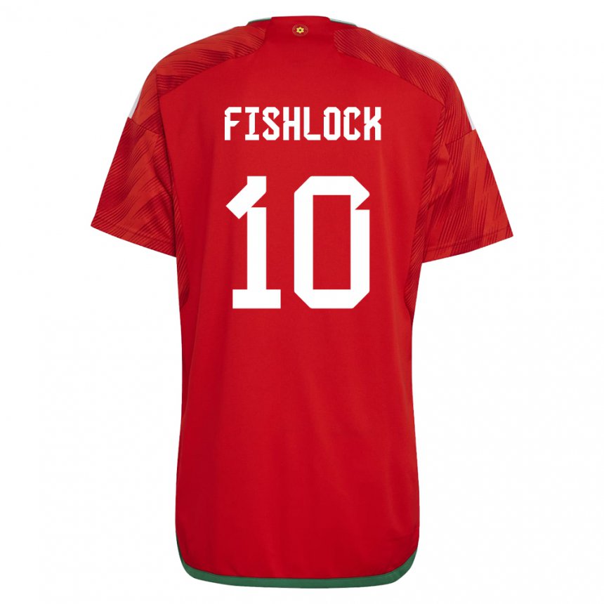 Homem Camisola Galesa Jessica Fishlock #10 Vermelho Principal 22-24 Camisa Brasil