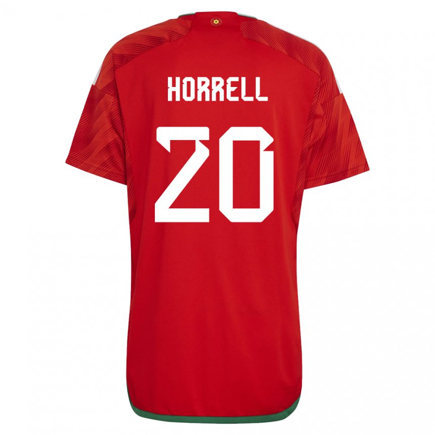 Homem Camisola Galesa Grace Horrell #20 Vermelho Principal 22-24 Camisa Brasil