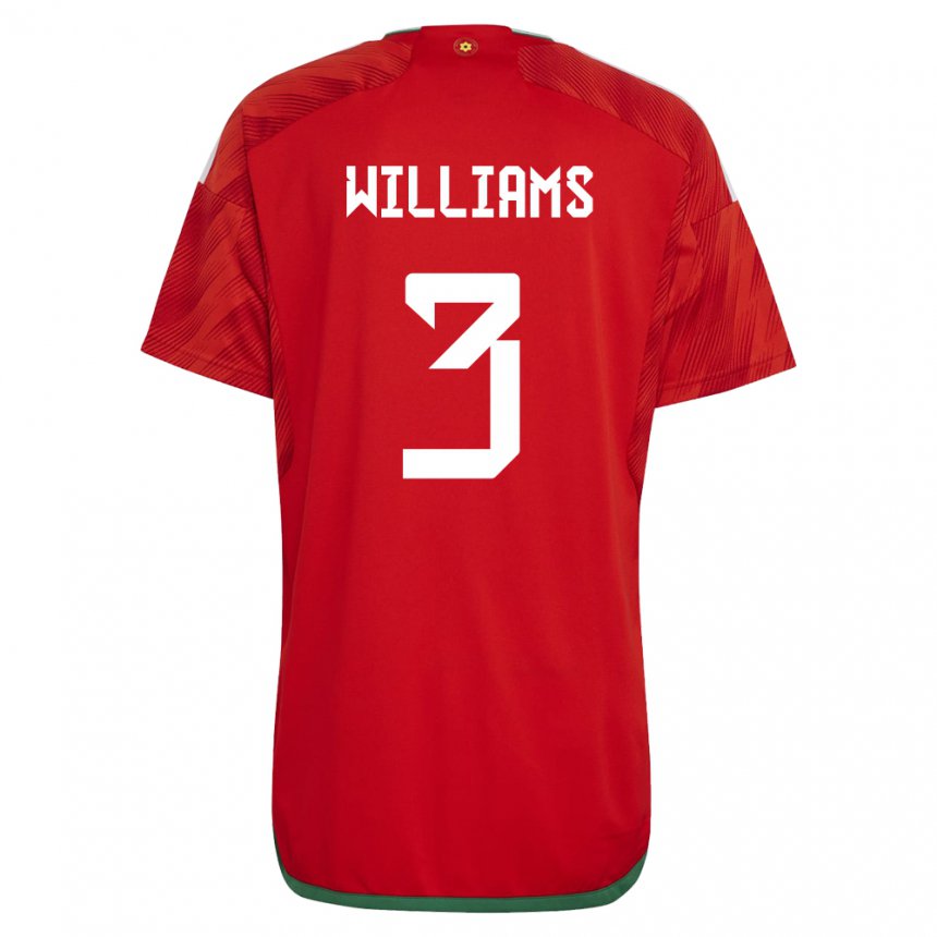 Homem Camisola Galesa Zac Williams #3 Vermelho Principal 22-24 Camisa Brasil