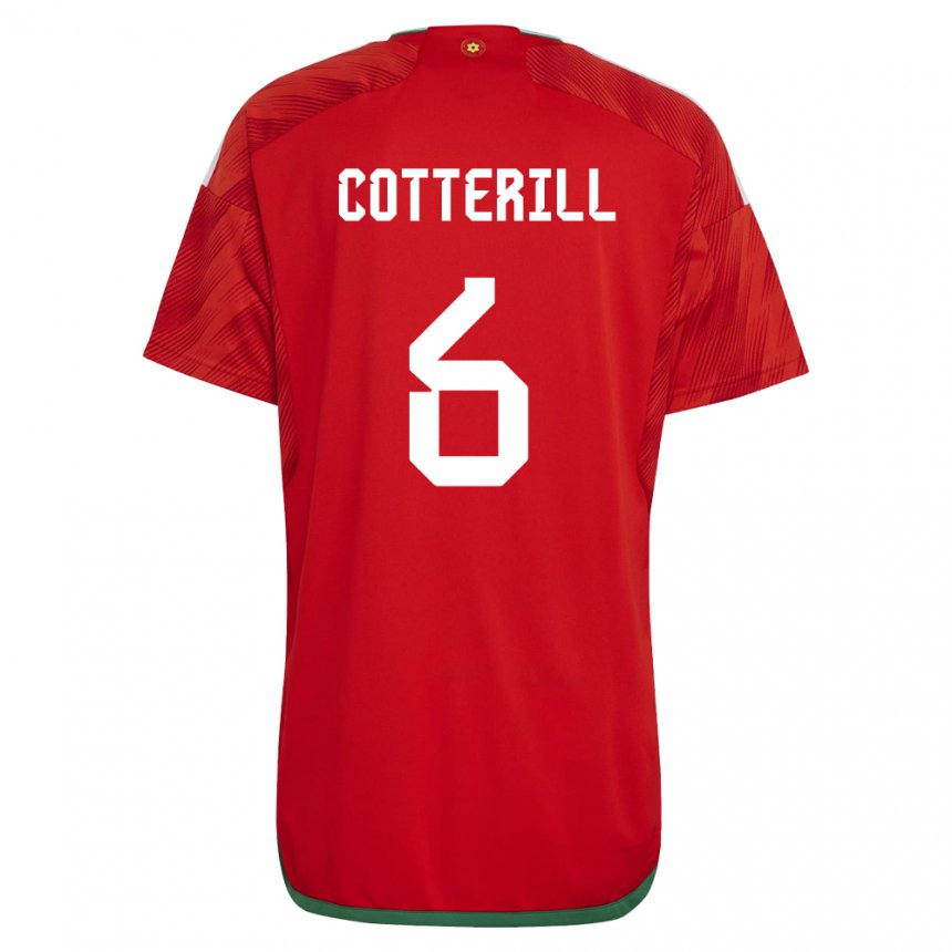 Homem Camisola Galesa Joel Cotterill #6 Vermelho Principal 22-24 Camisa Brasil