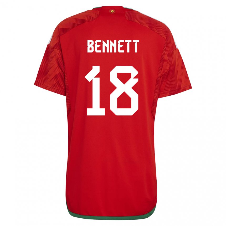 Homem Camisola Galesa Murphy Bennett #18 Vermelho Principal 22-24 Camisa Brasil