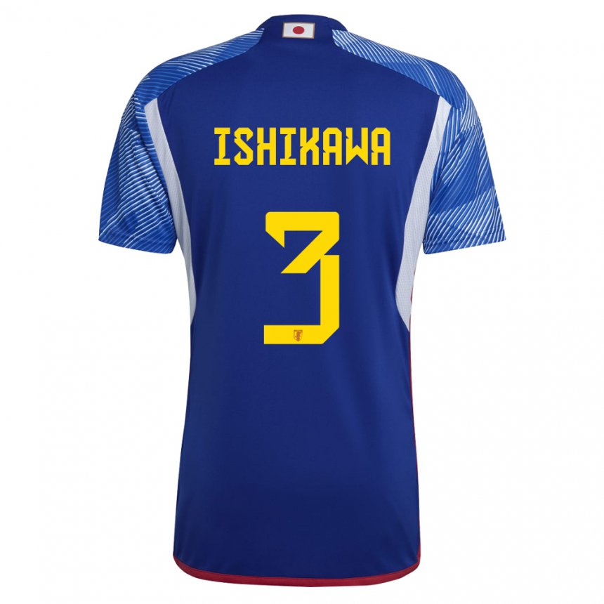 Homem Camisola Japonesa Seita Ishikawa #3 Azul Real Principal 22-24 Camisa Brasil